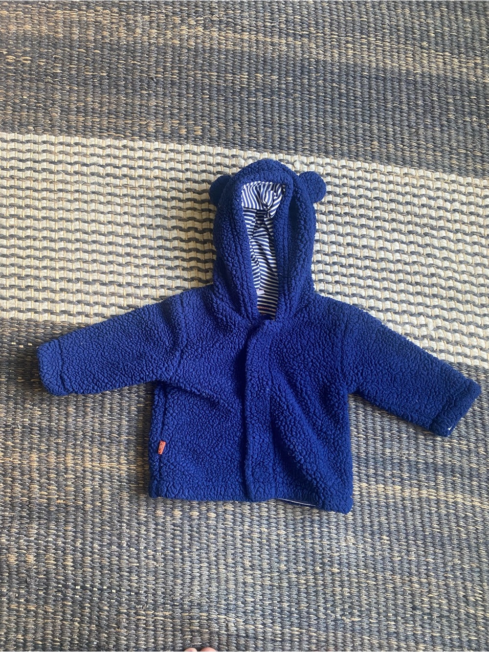 Magnificent Baby Baby Teddy Hooded Sherpa Jacket in Navy Blue, 0-6M